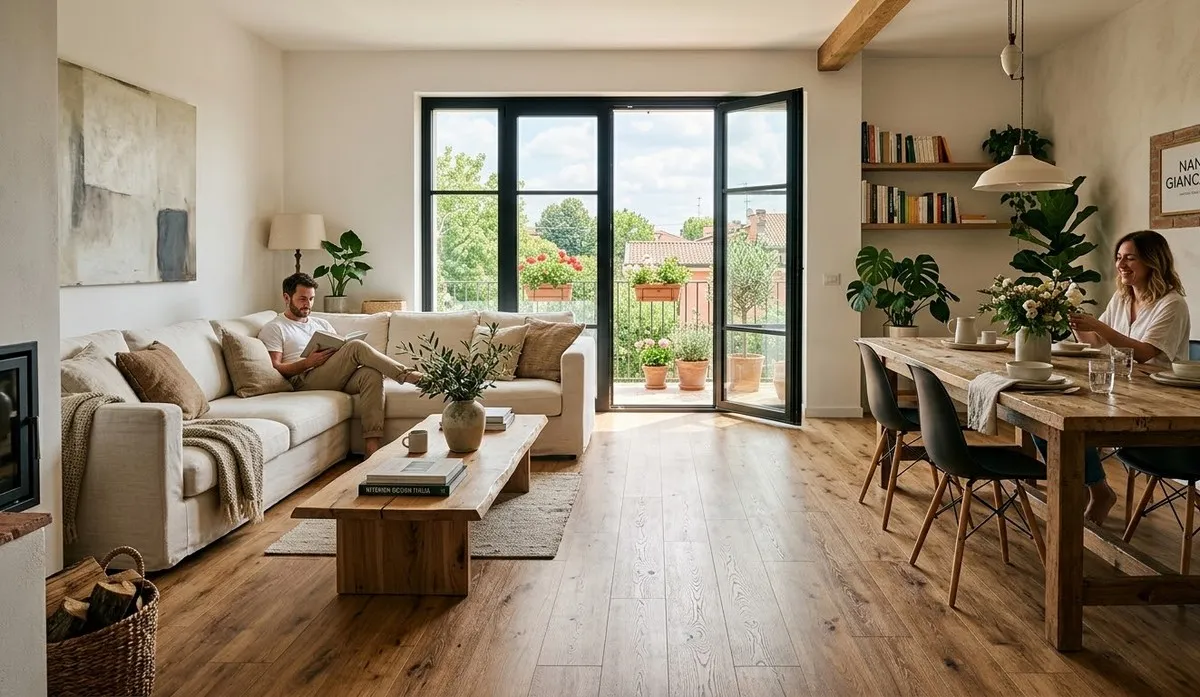 Esempio di pavimento lamianto parquet sintetico effetto legno