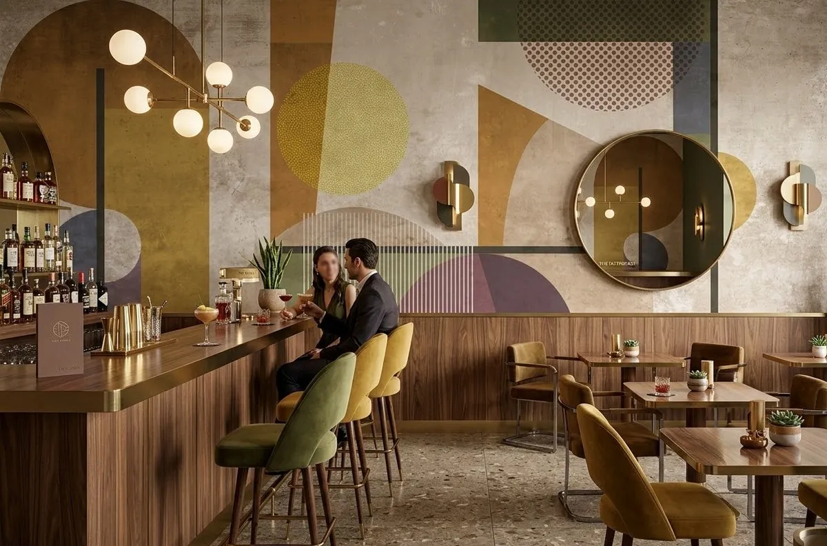 Carta parati bar ristorante e hotel  come tema geometrico moderno