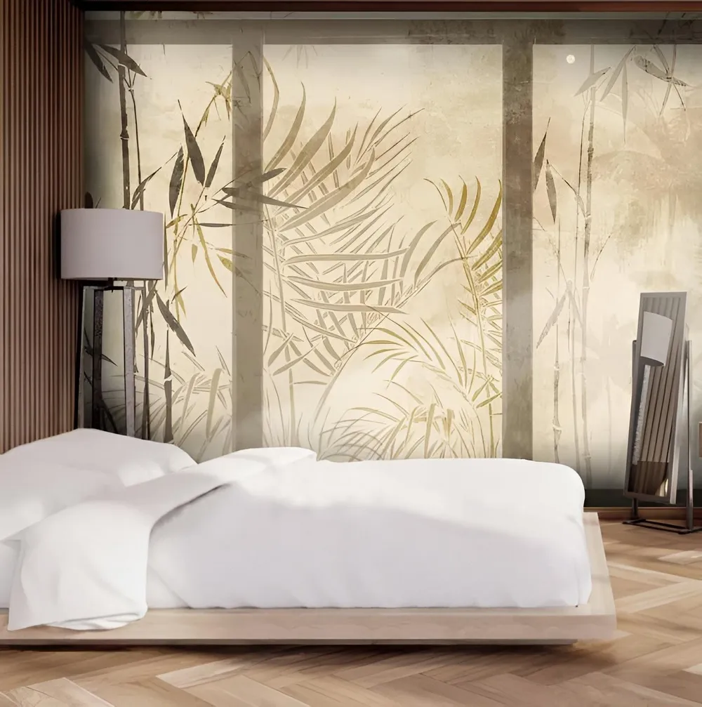 carta da parati beige bamboo pareti beige chiaro