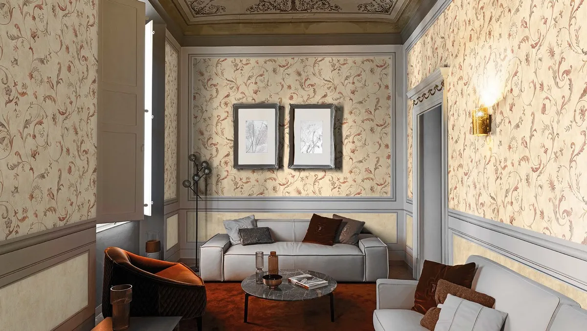 carta da parati effetto boiserie