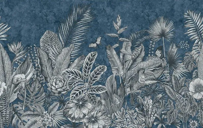 carta da parati blu e argento tropicale - Nanni Giancarlo carta da parati blu e argento tropicale - Nanni Giancarlo
