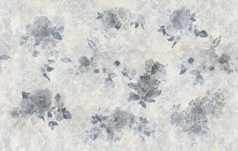 Carta da parati grandi fiori blu - Nanni Giancarlo Carta da parati azzurra e blu a grandi fiori - Nanni Giancarlo carta da parati azzurro polvere