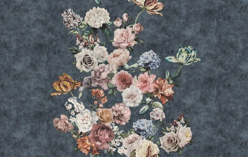 Carta da parati con rose in bouquet