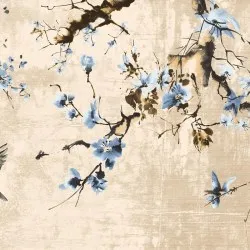 SAKU | Carta da parati fiori e uccellini - Colore 241 [particolare]