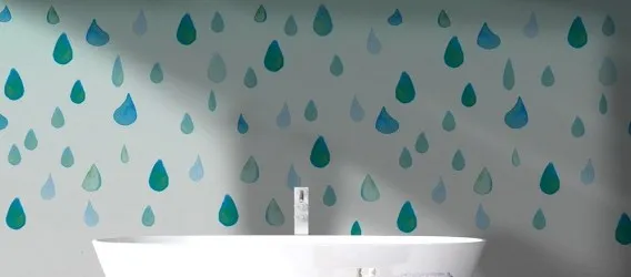 GOCCE | Carta da parati in fibra di vetro per bagno e cucina