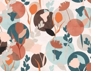 PRIMAVERA | Carta da parati con fiori e cerchi - Colore 59