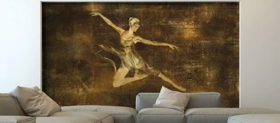 CARLA | Carta da parati design con ballerina fondo oro