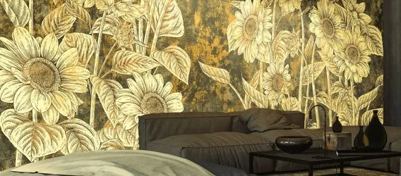 GIRASOLI ORO | Carta da parati dorata - Colore oro