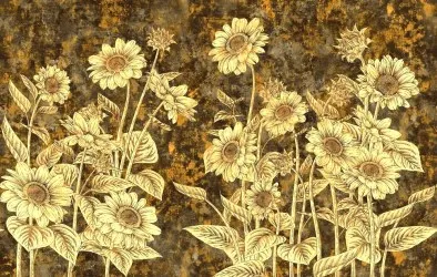 GIRASOLI ORO | Carta da parati dorata - Colore 10