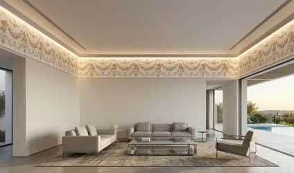 Esempio fascia alta stile '700 in villa moderna 
