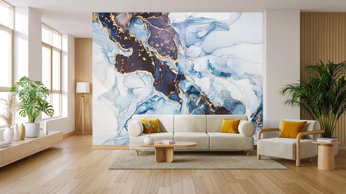 Parete con i colori trend 2026 Carta da parati effetto marmo