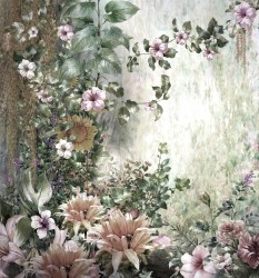 INCANTO | Carta da parati con fiori e foglie - Colore N80
