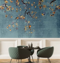 SAKU | Carta da parati fiori e uccellini